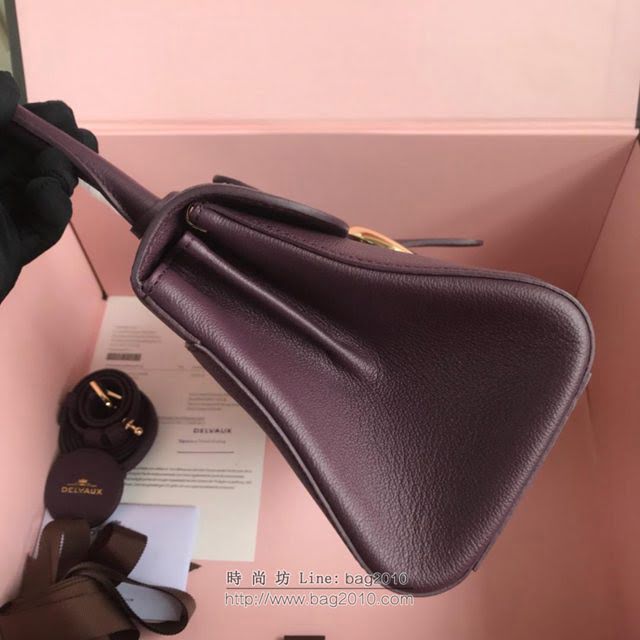 DELVAUX女包 2019春夏最新色 專櫃原廠皮 德爾沃女手提包 DS0028玫紫 大號Delvaux單肩包  fcs1147
